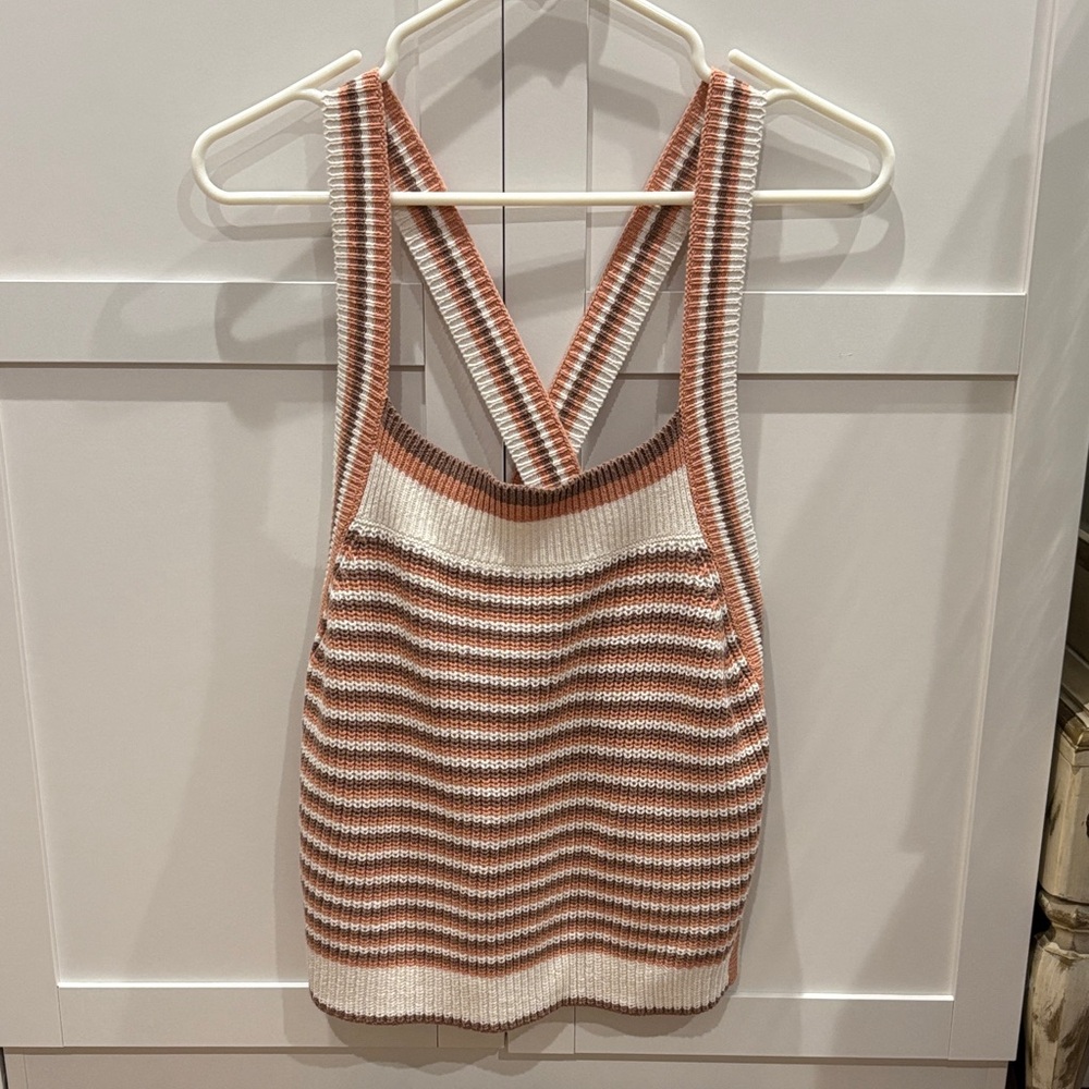 Splendid Cream and Brown Striped Tank Top